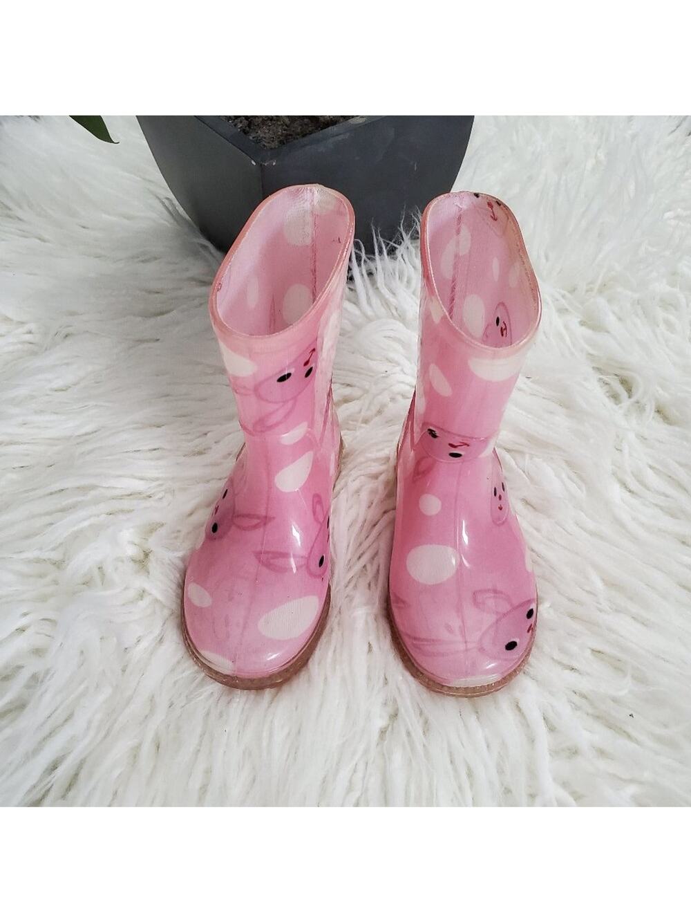 Easy U Kid's Bunny Print Rain Boots Size 6